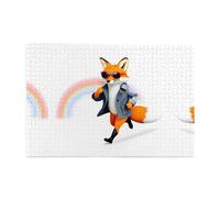 Yyhwhjde Puzzle de 1 000 pièces Yyhwhjde A Fox Who Loves Sports Image éducative intellectuelle en bois Puzzles amusants pour soulager le stress