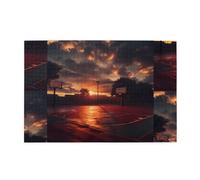 Yyhwhjde Puzzle de 1 000 pièces Yyhwhjde Basketball au coucher du soleil - Puzzles éducatifs intellectuels en bois - Puzzles amusants pour soulager le stress