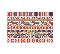 Yyhwhjde Puzzle de 1 000 pièces Yyhwhjde Cheval Suédois Dala Image folklorique éducative intellectuelle en bois Puzzles amusants pour soulager le stress