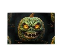 Yyhwhjde Puzzle de 1 000 pièces Yyhwhjde Green Ghost Horreur Halloween Citrouille Image éducative intellectuelle en bois Puzzles amusants pour soulager le stress