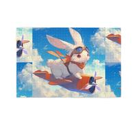 Yyhwhjde Puzzle de 1 000 pièces Yyhwhjde Lapin volant un avion - Puzzles éducatifs intellectuels en bois - Puzzles amusants pour soulager le stress