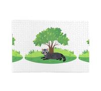 Yyhwhjde Puzzle de 1 000 pièces Yyhwhjde Little Civet Cat Under The Green Tree Prints Puzzle en bois de qualité pour adultes et enfants, puzzles amusants pour soulager le stress