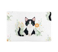 Yyhwhjde Puzzle de 1000 pièces Yyhwhjde Chaton et fleurs sauvages Image éducative intellectuelle en bois Puzzles amusants pour soulager le stress