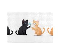Yyhwhjde Puzzle de 1000 pièces Yyhwhjde Deux chatons attrapant des papillons Imprimés Puzzles éducatifs intellectuels en bois Puzzles amusants Jeu anti-stress