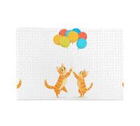 Yyhwhjde Puzzle de 1000 pièces Yyhwhjde - Deux chats jouant avec des ballons - Puzzles éducatifs intellectuels en bois - Jeu amusant pour soulager le stress