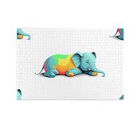 Yyhwhjde Puzzle de 1000 pièces Yyhwhjde endormi coloré éléphant éducatif en bois puzzle amusant pour soulager le stress