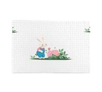 Yyhwhjde Puzzle de 1000 pièces Yyhwhjde Lapin cueillant des fleurs de pivoine Image éducative intellectuelle en bois Puzzles amusants pour soulager le stress