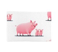 Yyhwhjde Puzzle de 1000 pièces Yyhwhjde Mère Cochon regardant ses porcelets Image éducative intellectuelle en bois Puzzles amusants pour soulager le stress