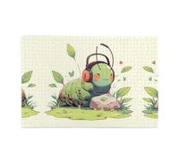 Yyhwhjde Puzzle de 1000 pièces Yyhwhjde Une chenille écoutant de la musique Imprimés Puzzles éducatifs intellectuels en bois, puzzles amusants, jeu anti-stress