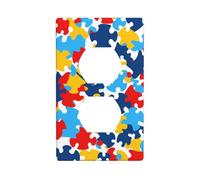 YYHWHJDE Puzzle de sensibilisation à l'autisme - Panneau mural décoratif à double prise - Durable et adapté aux accessoires d'interrupteur - 11,4 x 7 cm