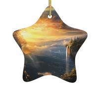 YYHWHJDE Rainbow Bridge Over The Canyon Prints Christmas Ceramic Star Pendentif Ornement Facile à accrocher, très approprié pour décorer les arbres de Noël