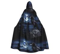 YYHWHJDE Raven In The Night Prints Halloween Cape à capuche pour homme et femme Manteau pour jeu de rôle