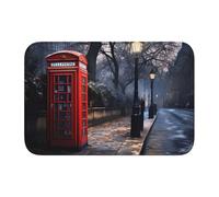 YYHWHJDE Red Phone Booth London Street Picture Tapis de sol antidérapant et épais lavable pour salle de bain, chambre à coucher, 40,6 x 61 cm