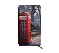 YYHWHJDE Red Phone Booth London Street Prints Portefeuille long en cuir conçu pour les filles et les femmes tendance, élégant et personnalisé 19 x 10,5 cm, noir, taille unique, Noir , Taille unique