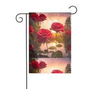 YYHWHJDE Red Roses by the River Pattern Garden Flag Pole Outdoor Courtyard Decoration Fashion 30,5 x 45,7 cm