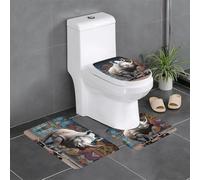 YYHWHJDE Rhino on Skateboard Lot de 3 tapis de sol antidérapants (61 x 40,6 cm) pour toilettes, meuble-lavabo et toilettes, facile à nettoyer