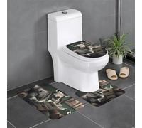 YYHWHJDE Rhino Reading Lot de 3 tapis de salle de bain antidérapants (61 x 40,6 cm) pour toilettes, meuble-lavabo et toilettes, facile à nettoyer