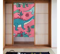 YYHWHJDE Rideau de porte avec imprimé dinosaures et roses - Pour cuisine, salle de bain, chambre - 86,4 x 142,2 cm