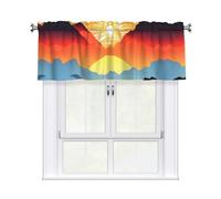YYHWHJDE Rideau imprimé lever de soleil lumineux avec tringle courte, 137,2 x 45,7 cm pour fenêtres de cuisine, salle de bain, buanderie et studio, avec filtre de lumière