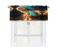 YYHWHJDE Rideaux courts avec tringle à cantonnière 137,2 x 45,7 cm - Image vue sous la lune - Pour cuisine, salle de bain, buanderie, studio - S'adapte à la plupart des tringles à rideaux standard ou