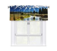 YYHWHJDE Rideaux courts avec tringle à cantonnière - 137,2 x 45,7 cm - Impression parc national Grand Teton - Pour cuisine, salle de bain, buanderie, studio - Compatibles avec la plupart des tringles
