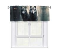 YYHWHJDE Rideaux courts avec tringle à cantonnière - 137,2 x 45,7 cm - Imprimé deux loups - Pour cuisine, salle de bain, buanderie, studio - Compatibles avec la plupart des tringles à rideaux standard