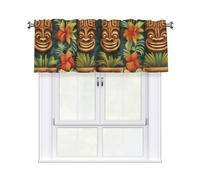 YYHWHJDE Rideaux courts avec tringle à cantonnière - 137,2 x 45,7 cm - Motif Aloha Tiki - Pour cuisine, salle de bain, buanderie, studio - Compatibles avec la plupart des tringles à rideaux standard