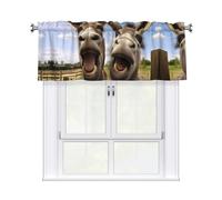 YYHWHJDE Rideaux courts avec tringle à cantonnière 137,2 x 45,7 cm Motif ânes amusants pour cuisine, salle de bain, chambre à coucher, studio, s'adapte à la plupart des tringles à rideaux standard ou