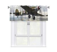 YYHWHJDE Rideaux courts avec tringle à cantonnière - 137,2 x 45,7 cm - Motif avion de la Seconde Guerre mondiale - Pour cuisine, salle de bain, buanderie, studio - Compatible avec la plupart des