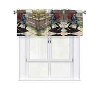 YYHWHJDE Rideaux courts avec tringle à cantonnière - 137,2 x 45,7 cm - Motif chat portant des épées - Pour cuisine, salle de bain, chambre à coucher, studio - Compatibles avec la plupart des tringles