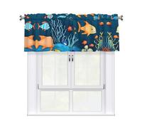 YYHWHJDE Rideaux courts avec tringle à cantonnière - 137,2 x 45,7 cm - Motif monde sous-marin - Pour cuisine, salle de bain, chambre à coucher, studio - Compatibles avec la plupart des tringles à