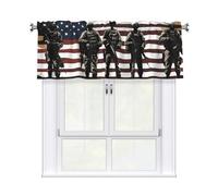 YYHWHJDE Rideaux courts avec tringle à cantonnière - 137,2 x 45,7 cm - Motif soldats militaires américains patriotiques - Pour cuisine, salle de bain, chambre à coucher, studio - Compatibles avec la