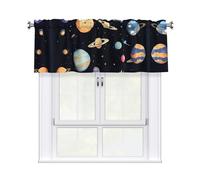 YYHWHJDE Rideaux courts avec tringle à cantonnière 137,2 x 45,7 cm Motif Terre Saturne Jupiter pour cuisine, salle de bain, chambre à coucher, studio - S'adapte à la plupart des tringles à rideaux