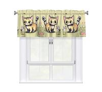 YYHWHJDE Rideaux courts avec tringle à cantonnière - 137,2 x 45,7 cm - Motifs chats et papillons - Pour cuisine, salle de bain, chambre à coucher, studio - Compatibles avec la plupart des tringles à