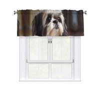 YYHWHJDE Rideaux courts avec tringle à cantonnière - 137,2 x 45,7 cm - Motifs chiens Shih Tzu - Pour cuisine, salle de bain, chambre à coucher, studio - Compatibles avec la plupart des tringles à