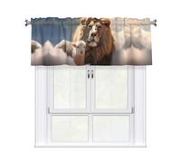 YYHWHJDE Rideaux courts avec tringle à cantonnière - 137 x 45 cm - Motif lion sur les nuages - Pour cuisine, salle de bain, chambre à coucher, studio - Compatibles avec la plupart des tringles à
