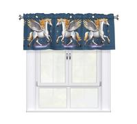 YYHWHJDE Rideaux courts avec tringle à cantonnière - Compatible avec la plupart des tringles à rideaux standard ou décoratives - Motif pégase doré - Pour cuisine, salle de bain, buanderie, studio