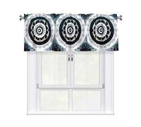 YYHWHJDE Rideaux courts avec tringle à cantonnière - Motif totem rond noir et blanc - Pour cuisine, salle de bain, chambre à coucher, studio - 137,2 x 45,7 cm