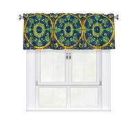 YYHWHJDE Rideaux courts avec tringle à cantonnière - Motif totem yin et yang - Pour cuisine, salle de bain, buanderie, studio - 137 x 45 cm - Convient à la plupart des tringles à rideaux standard ou