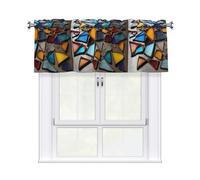 YYHWHJDE Rideaux courts imprimés fragments colorés dispersés avec tringle 137,2 x 45,7 cm Décoration d'intérieur pour cuisine, salle de bain, buanderie, studio