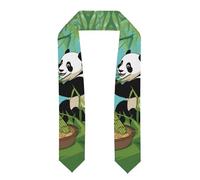 YYHWHJDE Ruban châle aplati de remise de diplôme avec deux jolis grands pandas - Étole en satin pour cérémonie de remise de diplôme, cadeau pour fils, filles, amis et sœurs, Aplati, Taille unique