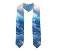YYHWHJDE Ruban châle aplati - Motif vagues de l'océan - Étole en satin pour cérémonie de remise de diplôme, cadeau pour fils, filles, amis et sœurs, coin pointu, Taille unique