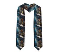 YYHWHJDE Ruban châle aplati pour remise de diplôme Motif Le soleil dans l'allée - Étole en satin pour cérémonie de remise de diplôme, cadeau pour fils, filles, amis et sœurs, coin pointu, Taille