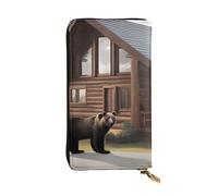 YYHWHJDE Rustic Lodge Bear Prints Portefeuille long en cuir conçu pour les filles et les femmes tendance, élégant et personnalisé 19 x 10,5 cm, noir, taille unique, Noir , Taille unique
