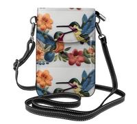 YYHWHJDE Sac à bandoulière à rabat en cuir pour femme, motif colibris et fleurs, imperméable et durable