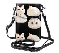 YYHWHJDE Sac à bandoulière à rabat en cuir pour femme Motif raviolis de chat mignon Imperméable et durable