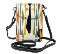YYHWHJDE Sac à bandoulière en cuir véritable motif chat art moderne milieu du siècle | Couverture élégante en cuir synthétique pour téléphone portable avec sangle réglable