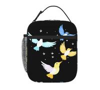 YYHWHJDE Sac à déjeuner isotherme portable avec image d'oiseaux parmi les étoiles, sac à déjeuner réutilisable, durable, pour homme et femme, facile à transporter