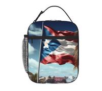 YYHWHJDE Sac à déjeuner isotherme portable avec motif drapeau de Porto Rico - Réutilisable - Durable - Pour homme et femme
