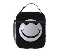 YYHWHJDE Sac à déjeuner isotherme portable et réutilisable avec motif smiley gris pour homme et femme, facile à transporter
